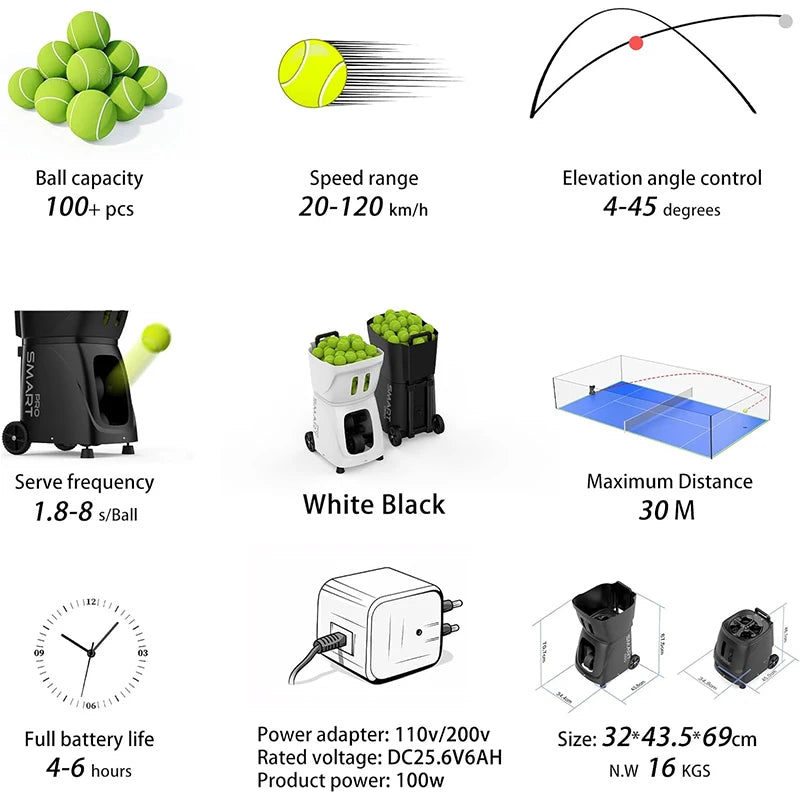Smart Padel & Tennis Ball Machine – Professional Training Launcher System