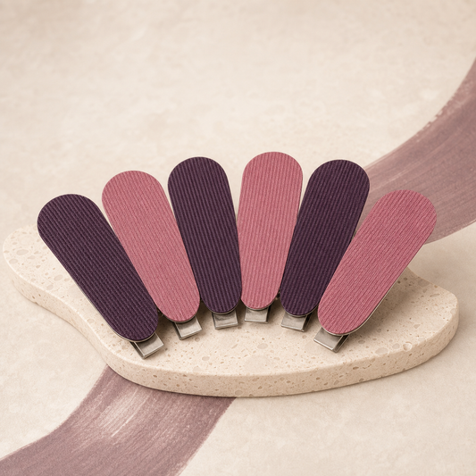 No-Crease Sectioning Clips — Set of 6 photographed on a warm ivory and blush studio backdrop
