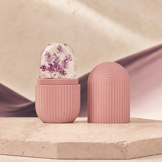 Botanical Facial Ice Mould photographed on a warm ivory and blush studio backdrop